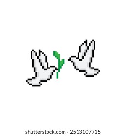 dove 8 bit icon peace sign dove bring leaf  Pixel art  8-bit for game