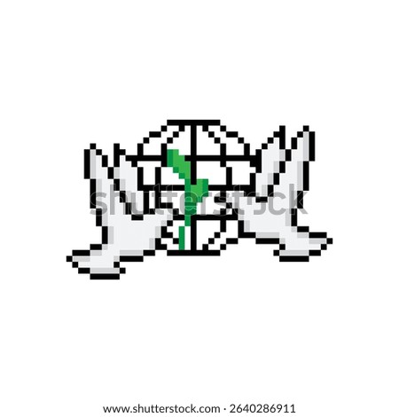 dove 8 bit icon peace sign dove bring leaf  Pixel art  8-bit for game