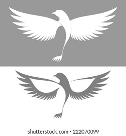 Dove. Abstract birds on white and gray background. Vector illustration