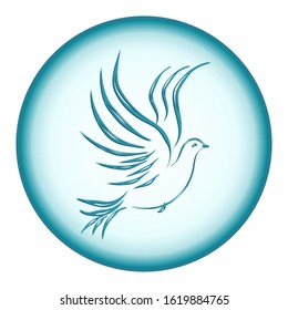Dove, abstract symbol - round icon - isolated on white background - vector.