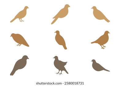 Dove Animal Silhouette Icon Set