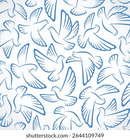 Dove background, pattern set. Collection icon dove. Vector