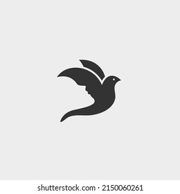 dove with beauty face logo design vector silhouette illustration