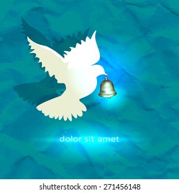 Dove with a bell in its beak