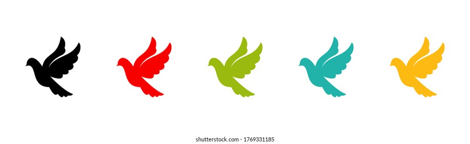 Dove bird black and colored icon modern design