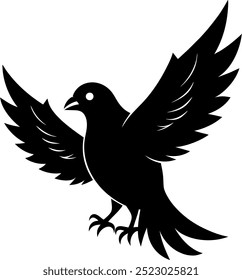 Design de ilustração de vetor de silhueta preta de pomba