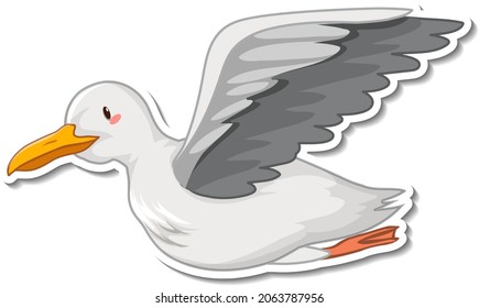 Dove bird cartoon sticker on white background illustration