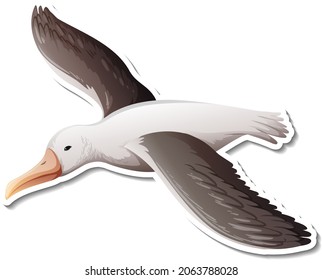 Dove bird cartoon sticker on white background illustration
