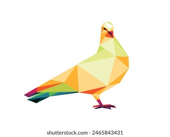 Pájaro de paloma en polígono de colores bajo poli. Ilustración poligonal colorida de la paloma. Logo Abstractas de Dove Vector