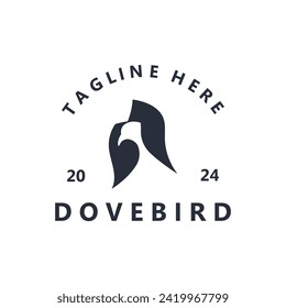 Dove bird elegant flying logo design Nature Wildlife Label style vintage image