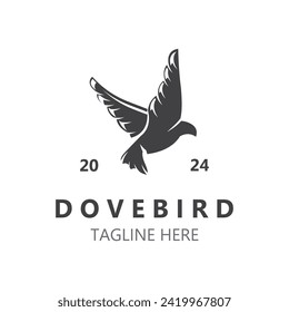 Dove bird elegant flying logo design Nature Wildlife Label style vintage image