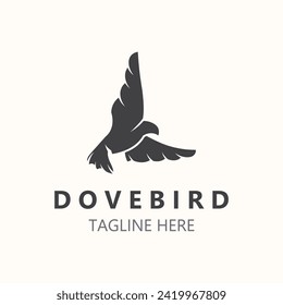 Diseño del logotipo del volante elegante del ave Dove Naturaleza Sello de vida silvestre imagen vintage