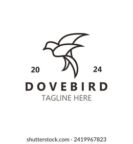 Dove bird elegant flying logo design Nature Wildlife Label style vintage image