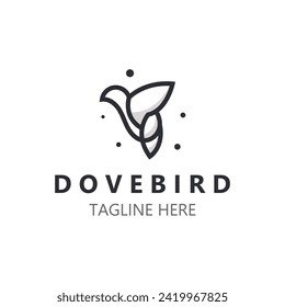 Diseño del logotipo del volante elegante del ave Dove Naturaleza Sello de vida silvestre imagen vintage