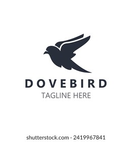 Dove bird elegant flying logo design Nature Wildlife Label style vintage image