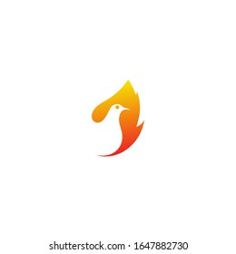 Dove bird with fire nature logo template