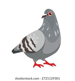 Pájaro de paloma. Clipart de Vector plano, ilustración con fondo aislado.