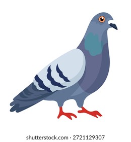 Pájaro de paloma. Clipart de Vector plano, ilustración con fondo aislado.