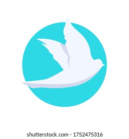 Dove Bird Flying Icon Round Background