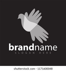 Dove Bird with hand logo stock template