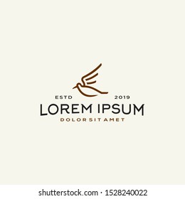 dove bird hipster logo icon retro on trendy linear line outline style illustration