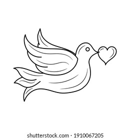 Dove Bird Holding Heart Vector Illustration Stock Vector (Royalty Free ...