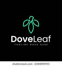 dove bird leaf logo design vector template 