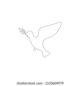 Dove bird line drawing vector illustration