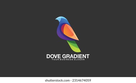 Dove bird logo in gradient color style abstract vector template
