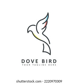 Dove bird logo with line art. icon vector illustration
