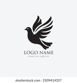 Dove bird logo, pride, love, wings, wildlife, freedom, dove, bird, pigeon logo fully editable vector template