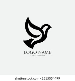 Dove bird logo, pride, love, wings, wildlife, freedom, dove, bird, pigeon logo fully editable vector template