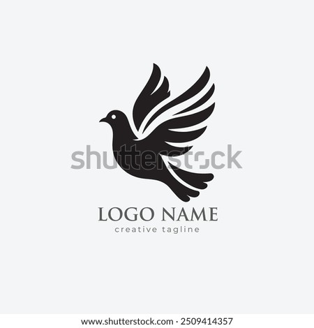 Dove bird logo, pride, love, wings, wildlife, freedom, dove, bird, pigeon logo fully editable vector template