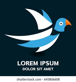 Dove bird logo . Vector illustration isolated on background .
