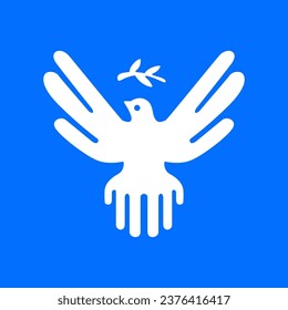 Dove Bird matisse naive hippie groovy bloblend quirky style logo vector icon illustration