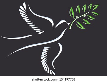 Dove or bird with olive branch