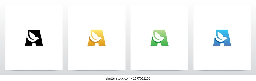 Dove Bird On Letter Logo Design A