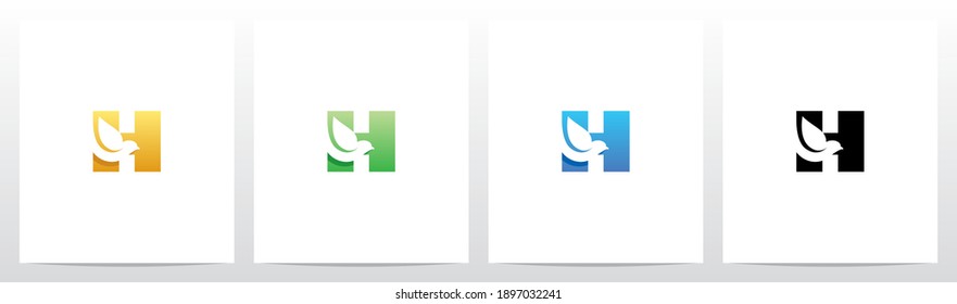 Dove Bird On Letter Logo Design H