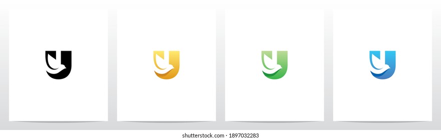 Dove Bird On Letter Logo Design U