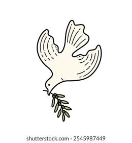 Dove, Bird of Peace Vector Image, Bird Vector Image, Flying dove bring Olive Branch Cartoon Image.