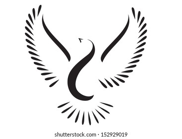 Dove or bird stylized.Peace symbol.