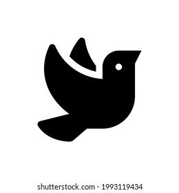 Dove bird vector icon. Dove or pigeon bird black symbol isolated Vector illustration EPS 10