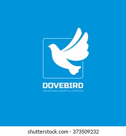 Dove bird - vector logo template concept illustration in classic graphic style. Design element.