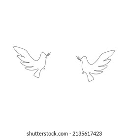 Dove birds line drawing vector illustration