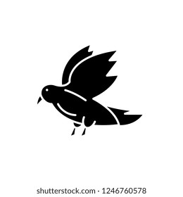 Dove black icon, vector sign on isolated background. Dove concept symbol, illustration 