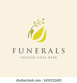 dove and branch for funerals logo icon vecor template
