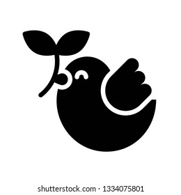 Dove with branch vector, Isolated Easter solid design icon