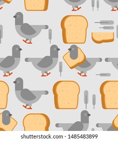 Dove and bread pattern seamless. Pigeon background. vector illustration
 
