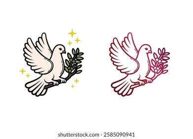 Dove bring olive branch vector Illustration, Bird of peace vector, Pigeon Flying Vector Image, Animal Bird Vector Picture, White Dove Image.