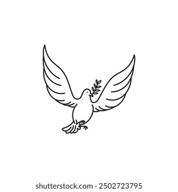 Dove bring Olive Leaf Vector, Pigeon Illustration, Dove Vector, White Bird Pigeon Vector.